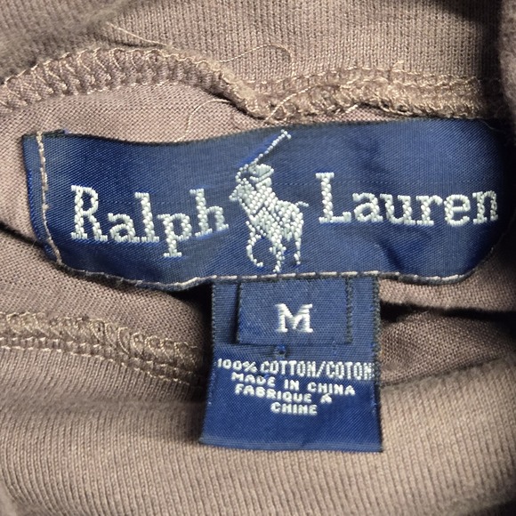 Vintage Ralph Lauren Medium Mauve Long Sleeve Cotton Turtleneck Shirt Unisex - Picture 3 of 12